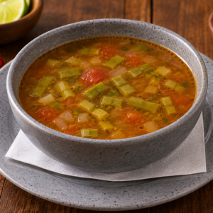 Sopa rústica de nopales