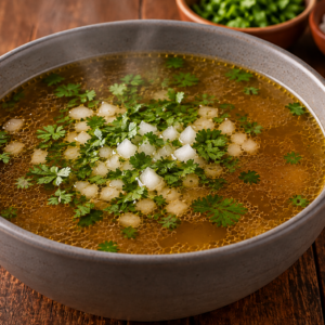 jugo de carne con Cilantro y Cebolla